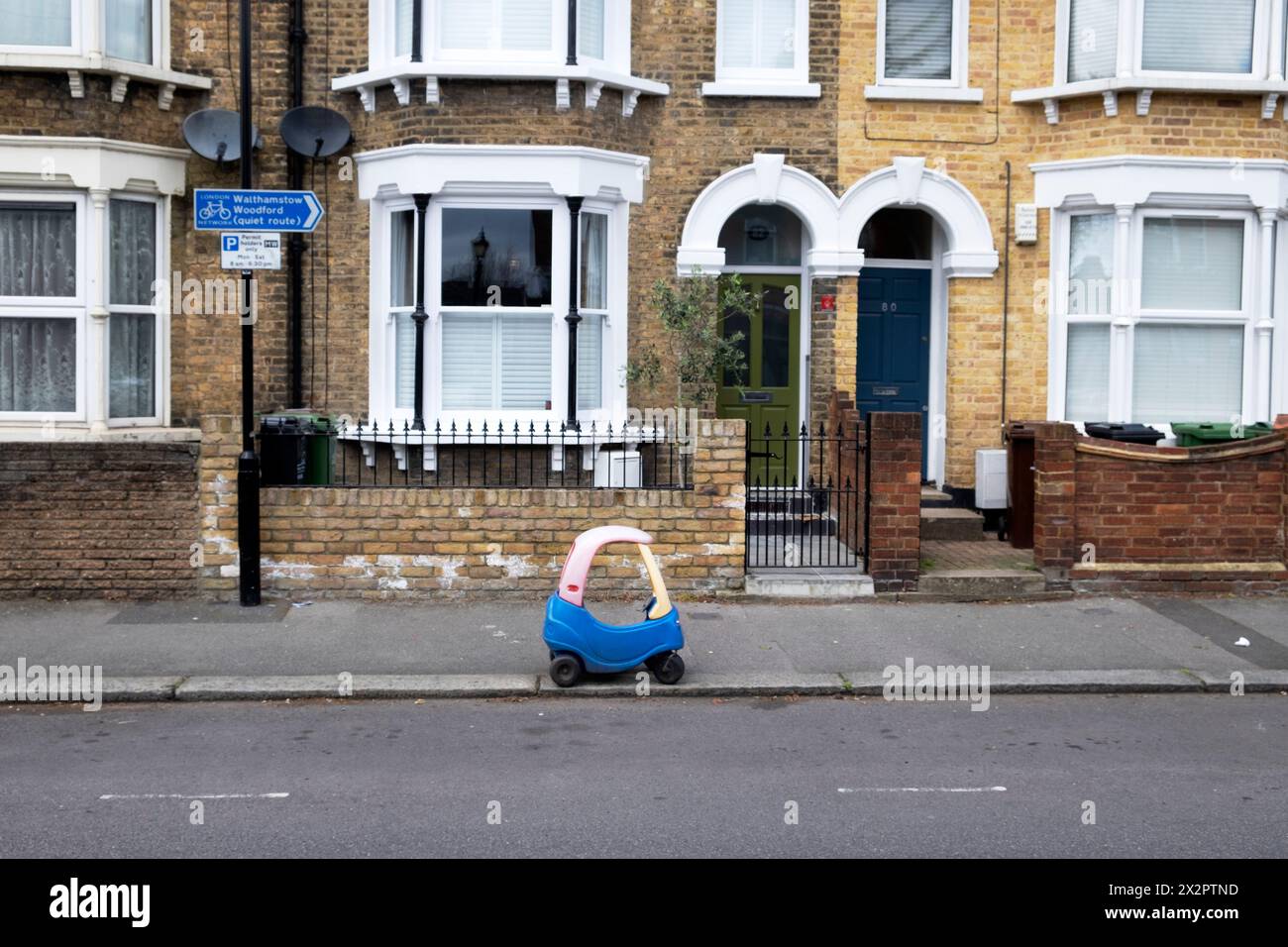 Parked car outside a terraced house on a street in Walthamstow East London E17 England Great Britain UK 2024   KATHY DEWITT Stock Photo
