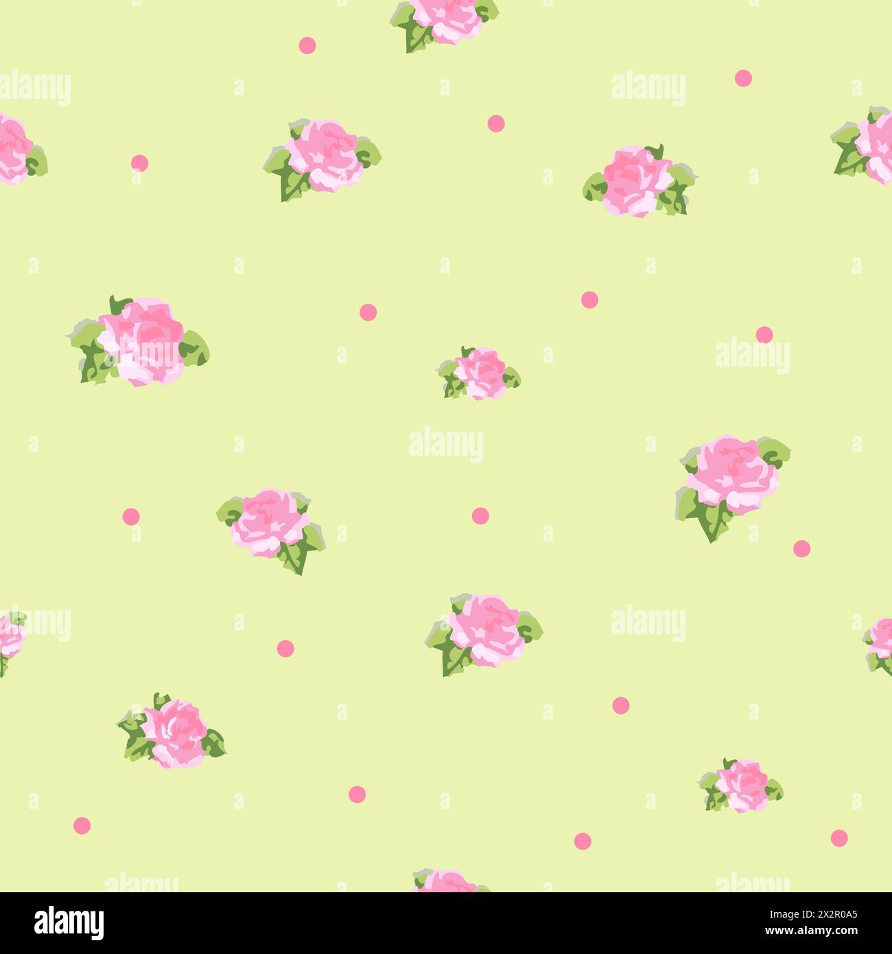 Rose and dots,  seamless pattern Stock Vector