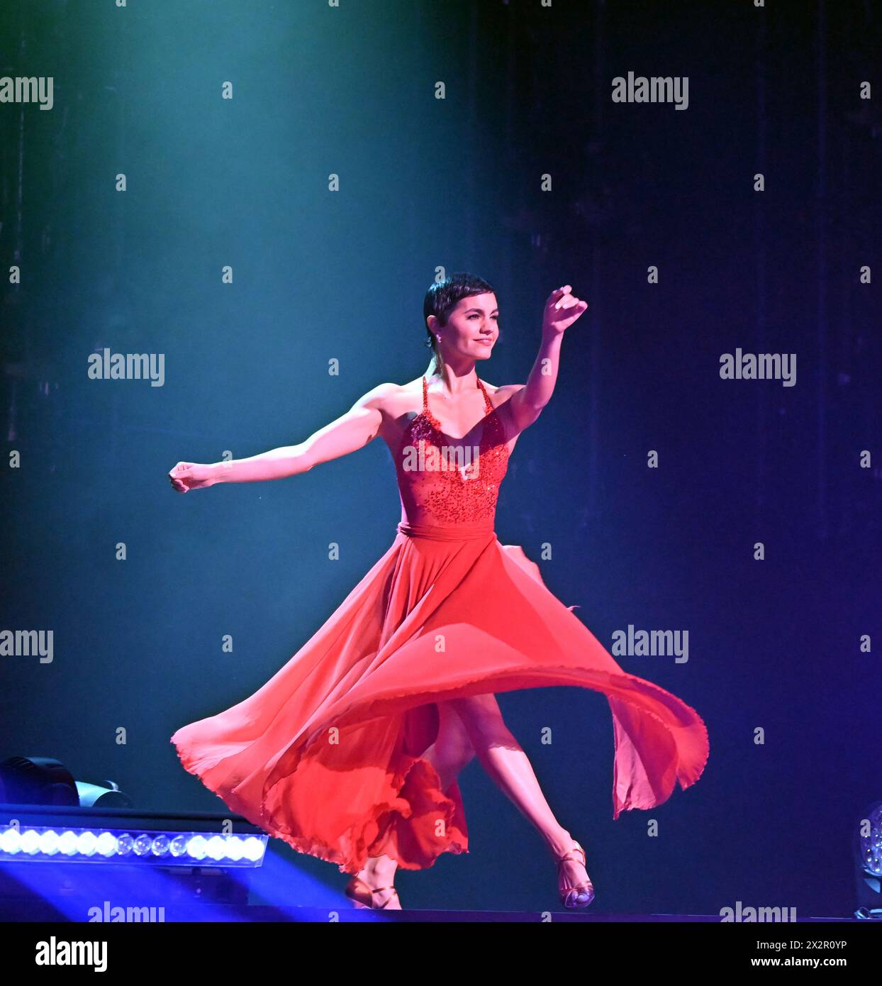 April 23, 2024, Virginia Beach, Virginia, USA: HAYLEY ERBERT, American professional latin and ballroom dancer brings her moves to the Sandler Center in Virginia Beach, Virginia. (Credit Image: © Jeff Moore/ZUMA Press Wire) EDITORIAL USAGE ONLY! Not for Commercial USAGE! Stock Photo