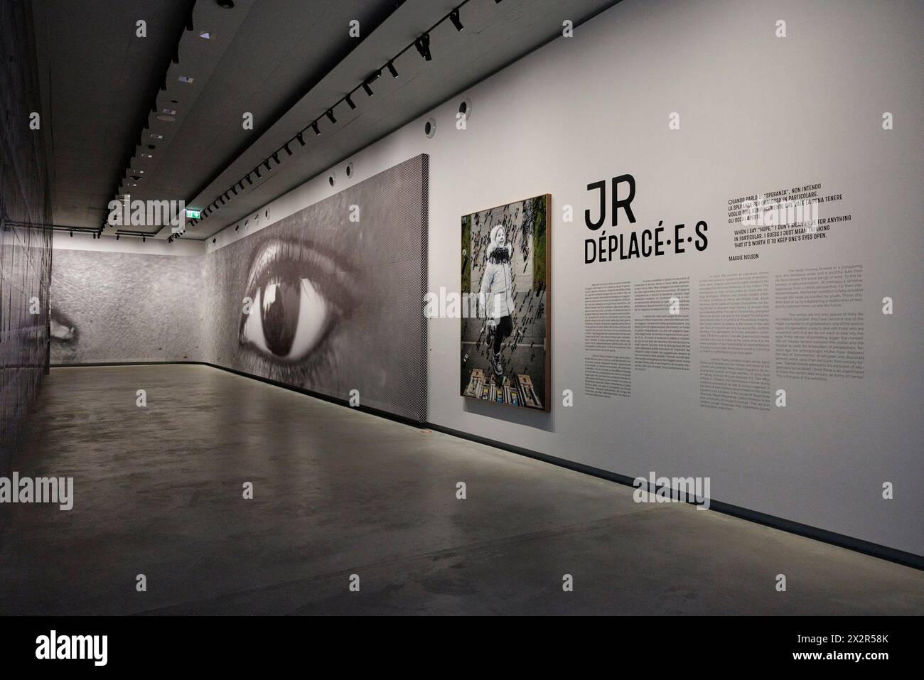 The first solo exhibition 'Deplacees' in Italy of the artist JR (Jen Rene), at the Gallerie d'Italia in Turin. 07/02/2023 ©Isabella De Maddalena/opale.photo Stock Photo