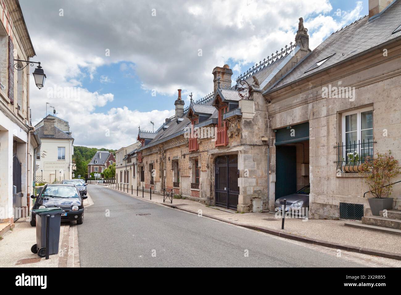 Pierrefonds, France - May 25 2020: The Villa Palestina is a neo-Gothic style house located Rue du Beaudon in the city center. Stock Photo