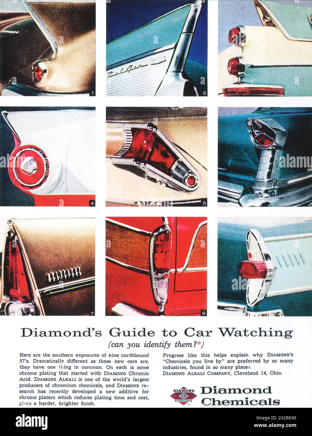 1957 Diamond Chemicals ad - Chrome plating with Diamond Chromic Acid - Stock Photo