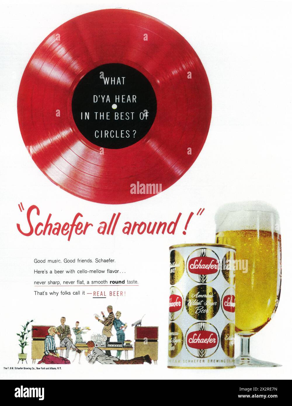 1959 Schaefer Beer ad - Schaefer all around! Stock Photo