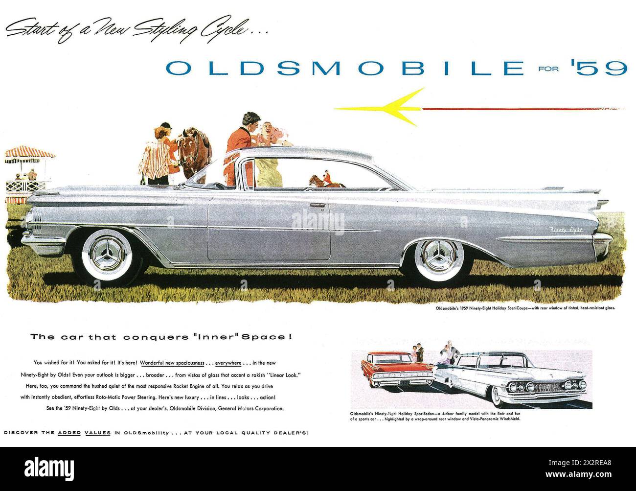 1959 Olds Oldsmobile 98 NInety-Eight Ad Stock Photo