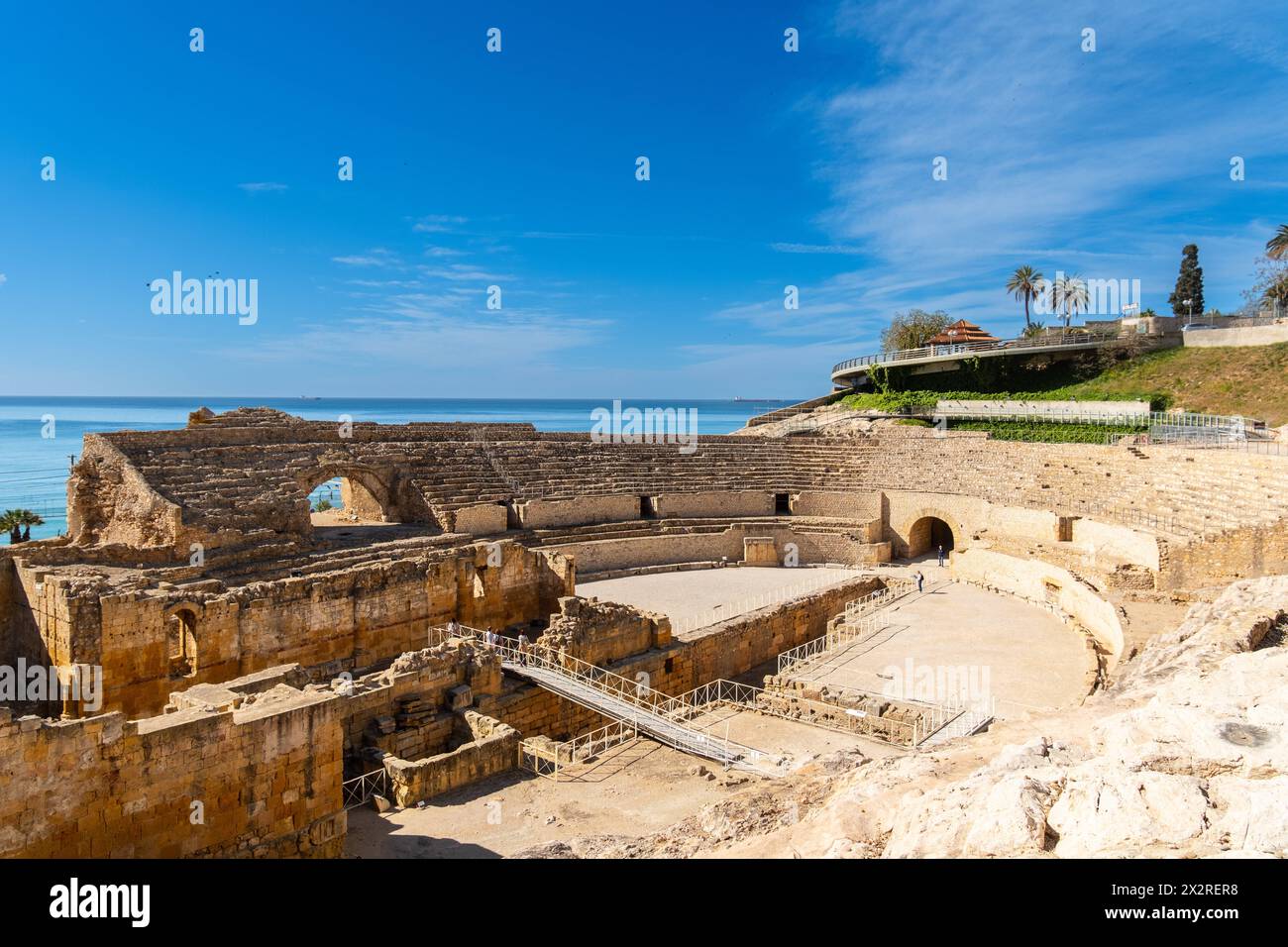 Antikes römisches Amphitheater, Weltkulturerbe der Vereinten Nationen in Tarragona, Spanien Tarragona Katalonien Spanien *** Ancient Roman amphitheate Stock Photo