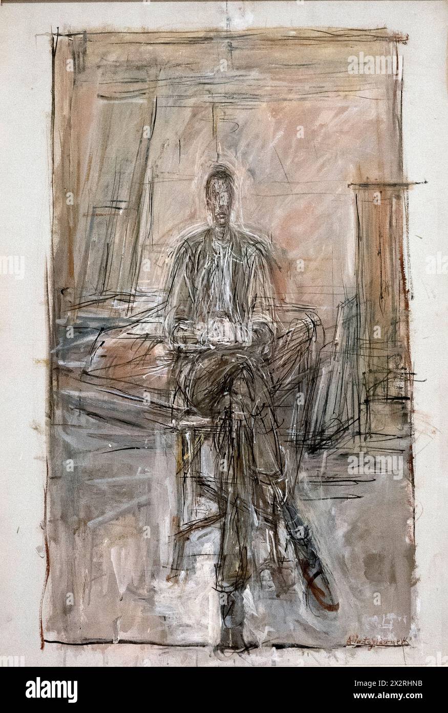 Alberto painting Seated Man 1949 Stock Photo Alamy