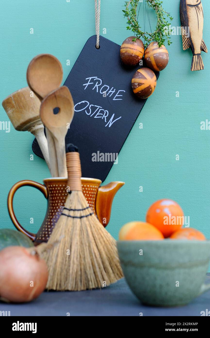Studio shot of rustic Easter decorations Stock Photo