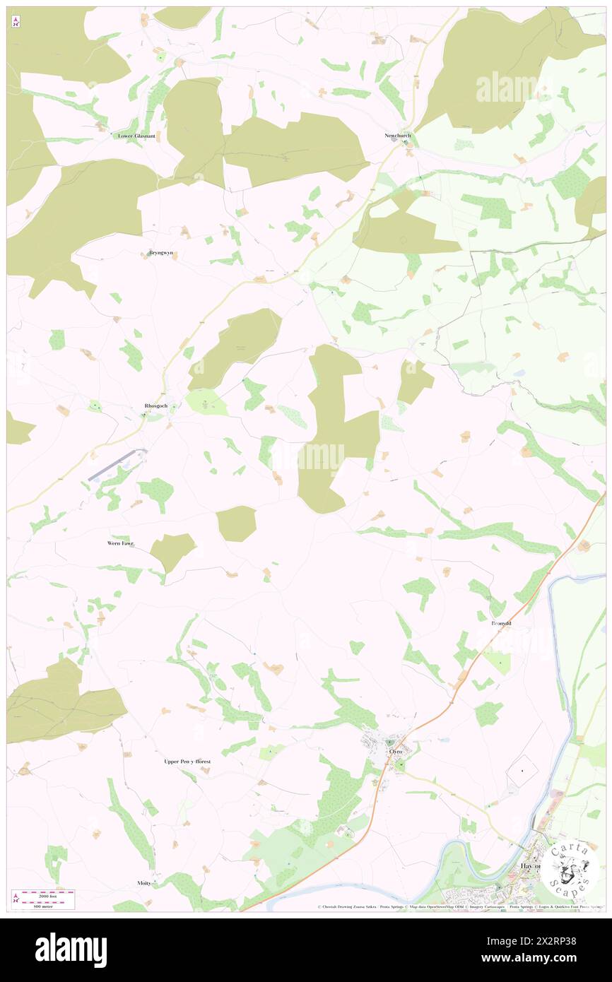 Clyro Hill, Sir Powys, GB, United Kingdom, Wales, N 52 6' 59'', S 3 9' 48'', map, Cartascapes Map published in 2024. Explore Cartascapes, a map revealing Earth's diverse landscapes, cultures, and ecosystems. Journey through time and space, discovering the interconnectedness of our planet's past, present, and future. Stock Photo