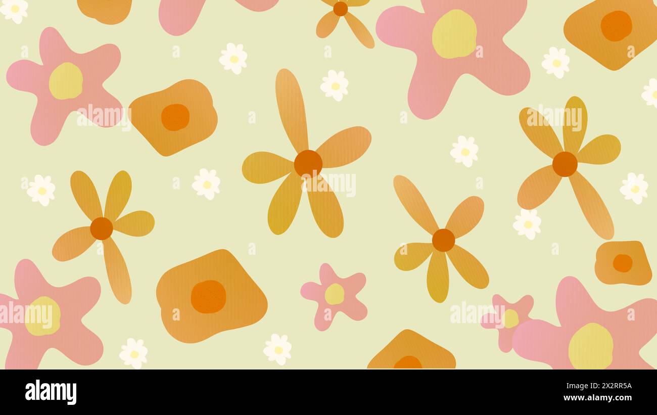 Pattern of various flowers against pastel background Stock Photo