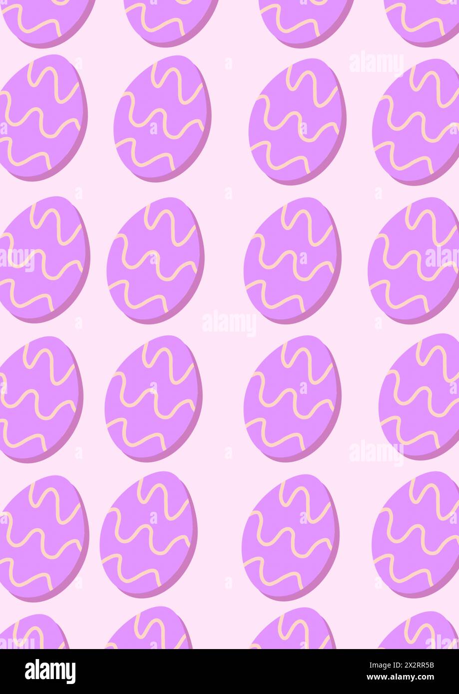 Seamless pattern of purple Easter eggs against pink background Stock Photo