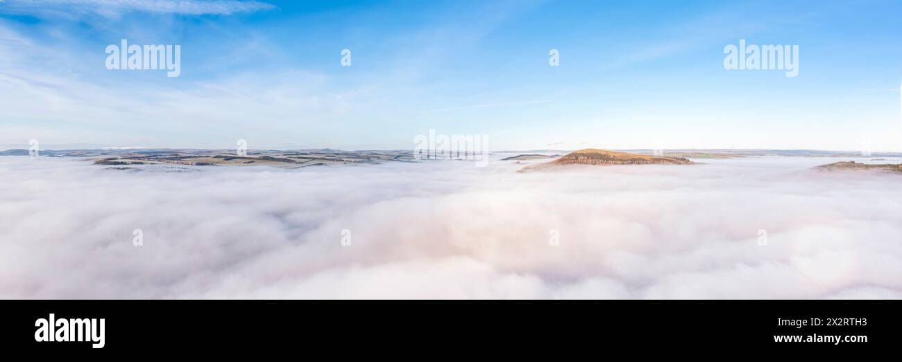UK, Scotland, Aerial panorama of cloud inversion Stock Photo
