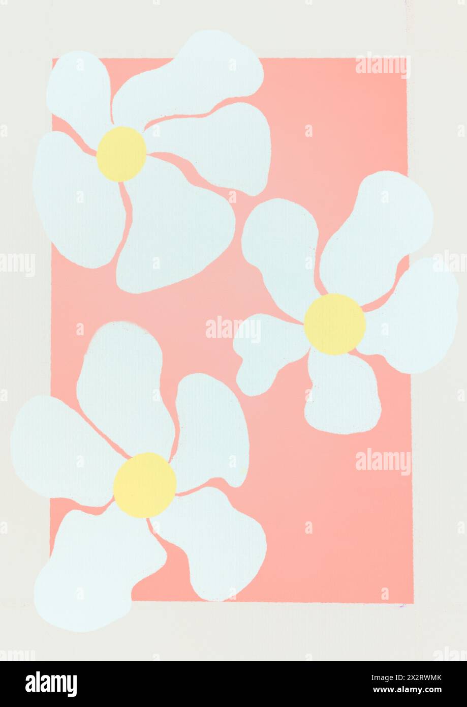 White flowers over colored background Stock Photo