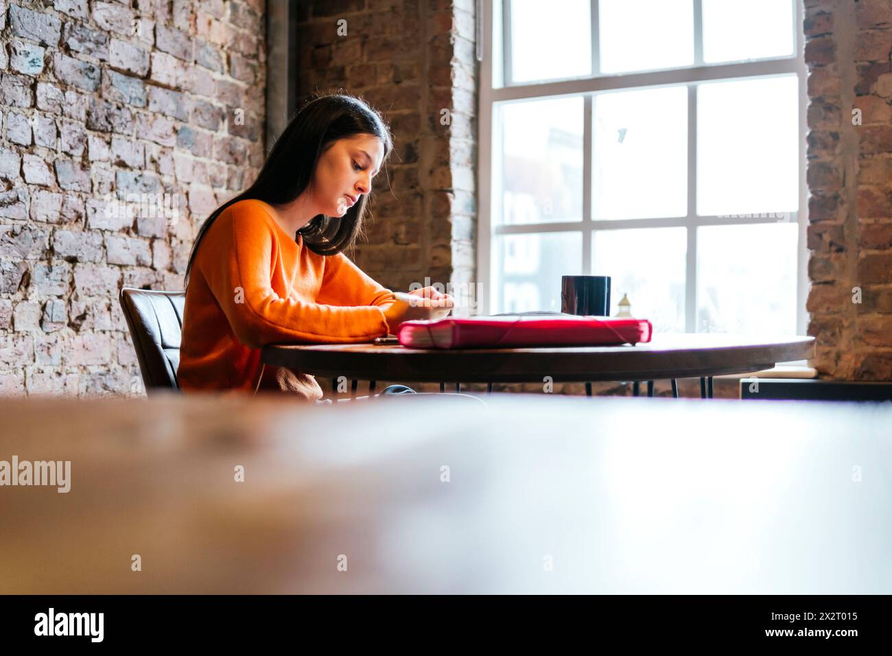 Woman focused on studies sitting hi-res stock photography and images ...