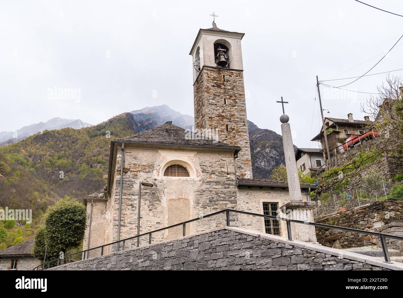 The church of San Bartolomeo in Verzasca valley, Locarno district in ...
