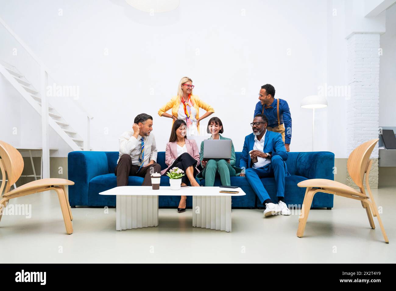 Multi-ethnic corporate business team conducting meeting at office Stock Photo