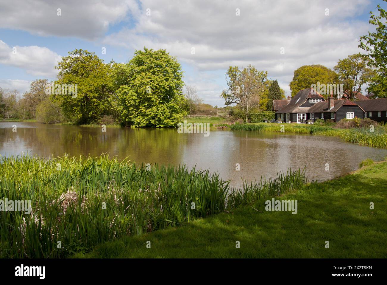 Shermanbury estate and artificial lake, near Horsham, west sussex, England Stock Photo