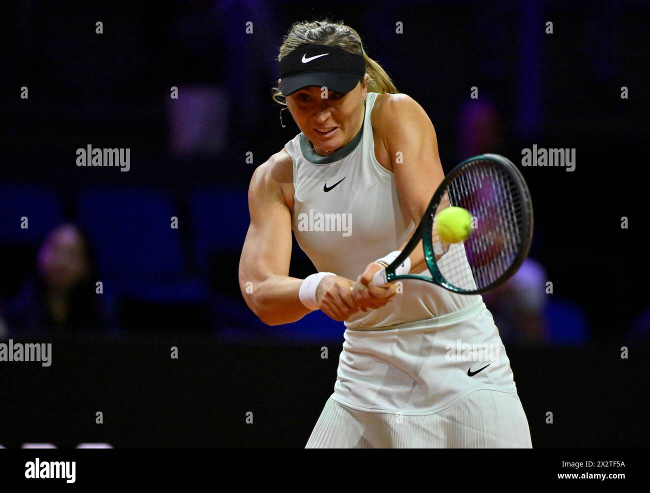 Paula Badosa (ESP) Action, Tennis, Porsche Cup 2024, Porsche Arena, Stuttgart, Baden-Wuerttemberg, Germany Stock Photo