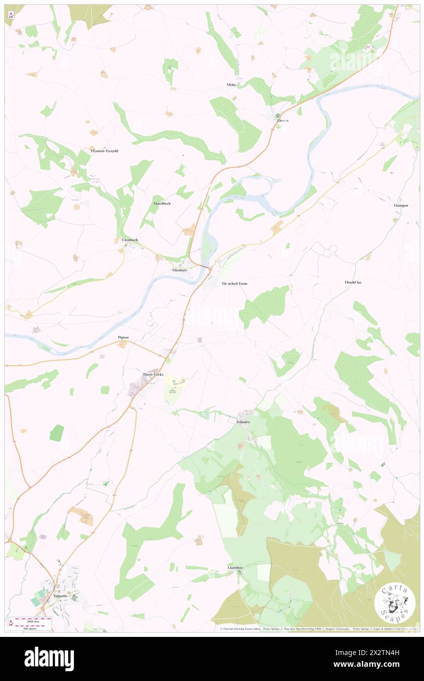 Pen Coed y Polyn, Sir Powys, GB, United Kingdom, Wales, N 52 2' 16'', S 3 11' 43'', map, Cartascapes Map published in 2024. Explore Cartascapes, a map revealing Earth's diverse landscapes, cultures, and ecosystems. Journey through time and space, discovering the interconnectedness of our planet's past, present, and future. Stock Photo