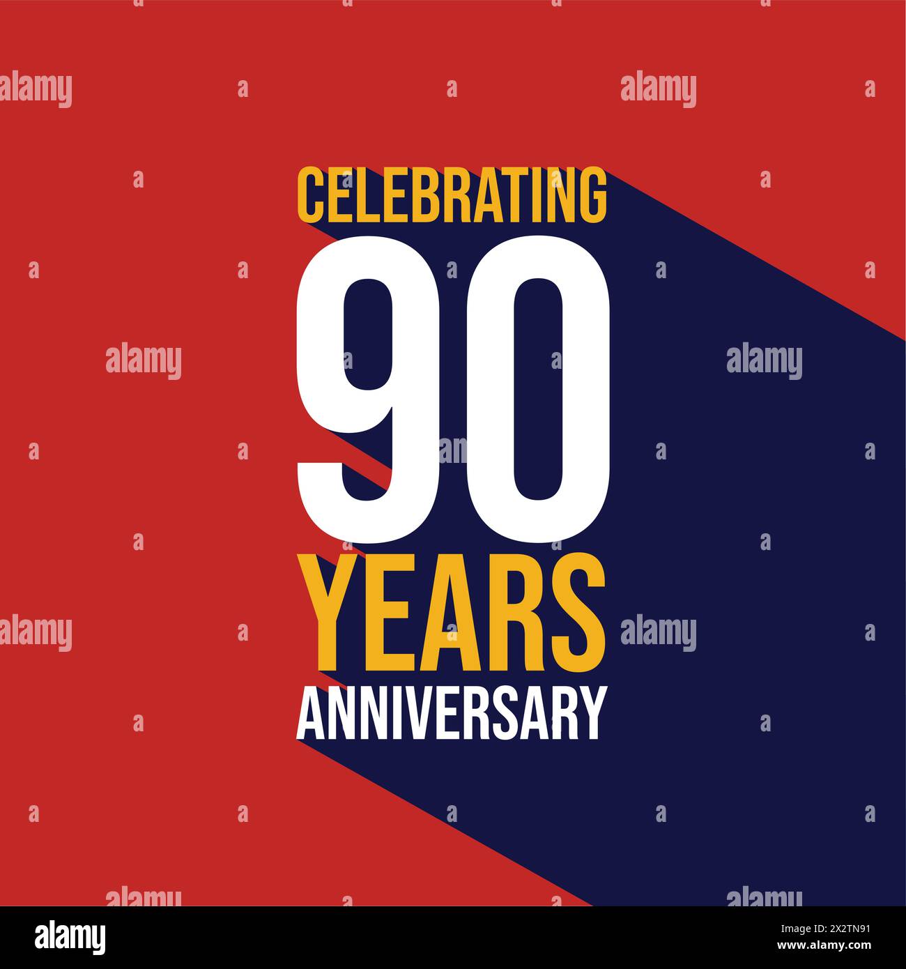 Celebrating 100 years anniversary template design with a long shadow on red background. 100th
