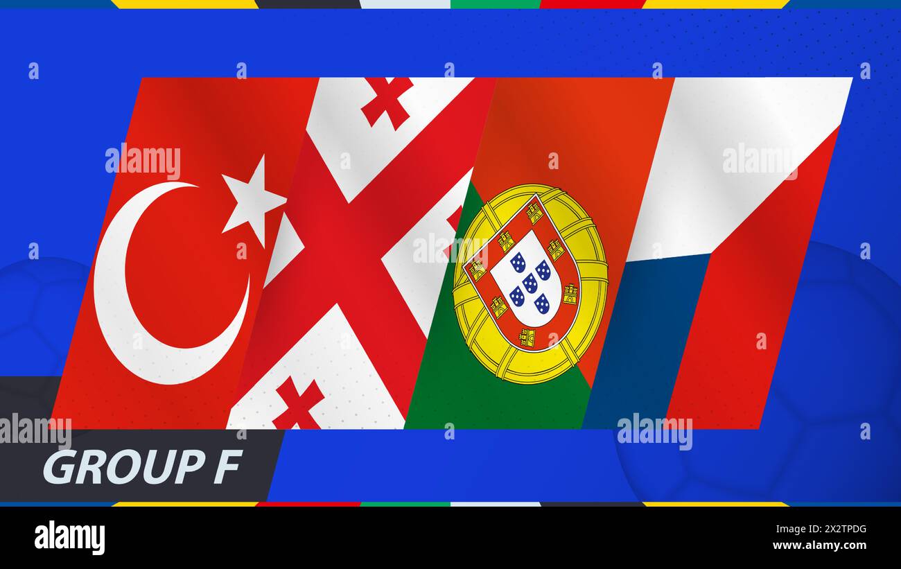 Group F flags of the International football tournament 2024. Abstract