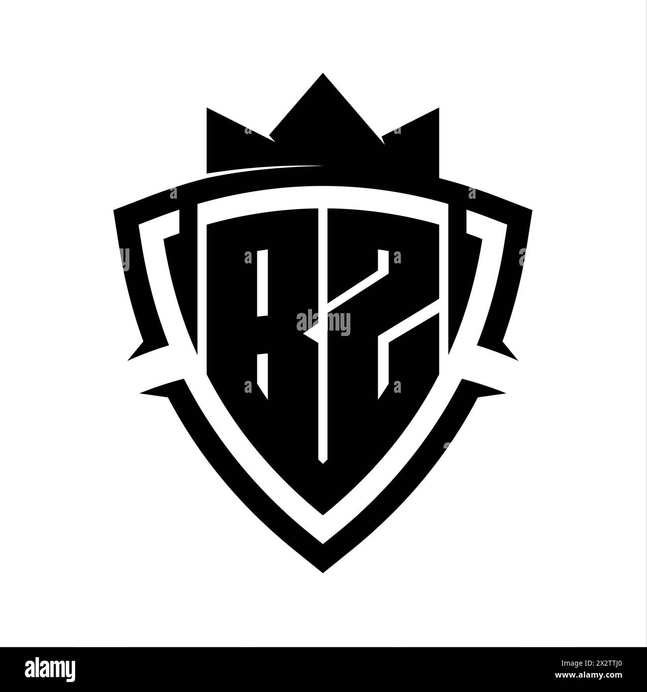 BZ Letter bold monogram with triangle curve shield shape with crown ...