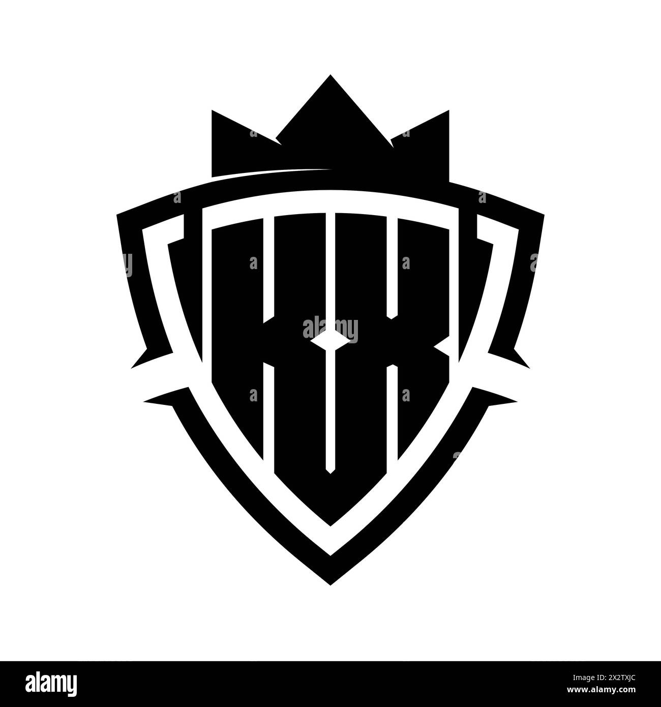 KX Letter bold monogram with triangle curve shield shape with crown ...