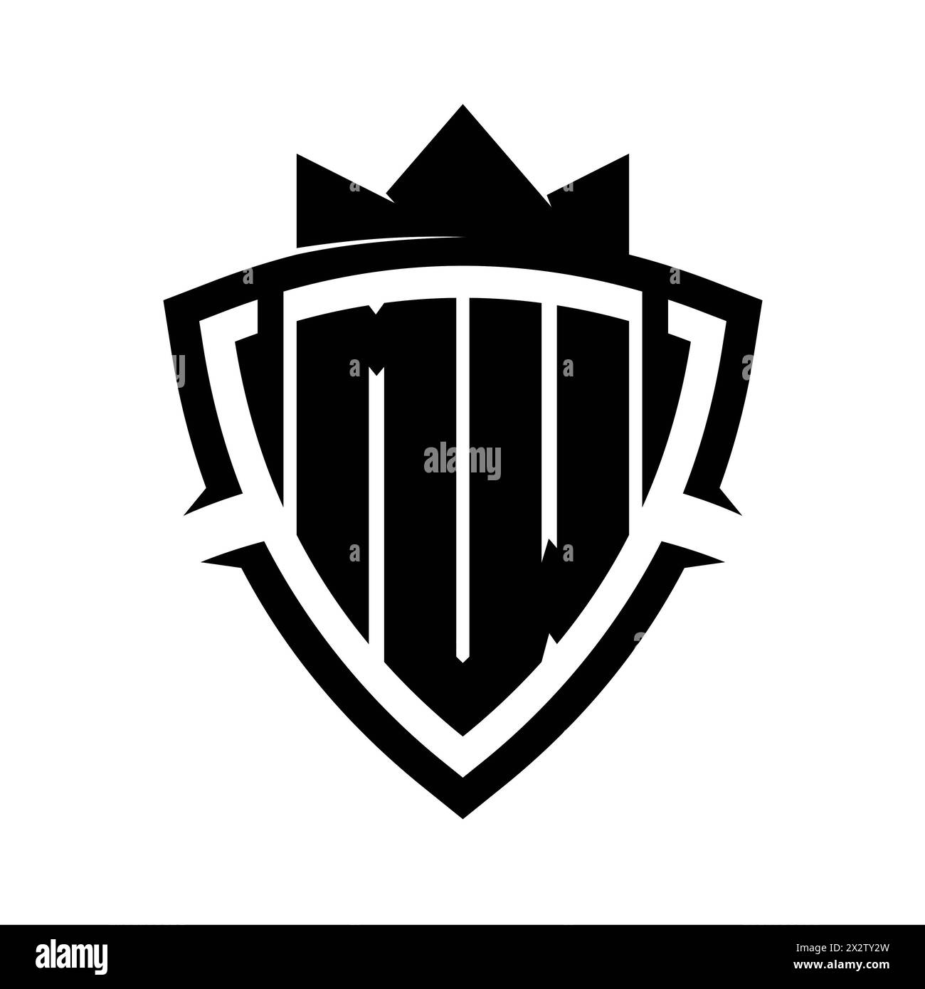 MW Letter bold monogram with triangle curve shield shape with crown ...
