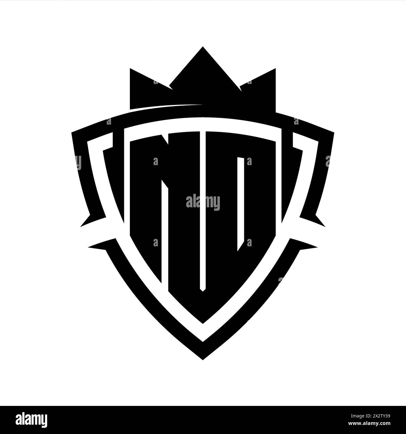 ND Letter bold monogram with triangle curve shield shape with crown