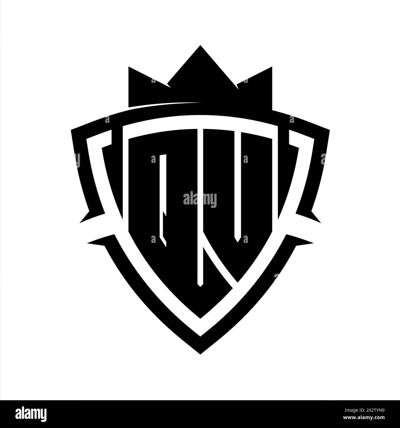 QV Letter bold monogram with triangle curve shield shape with crown ...