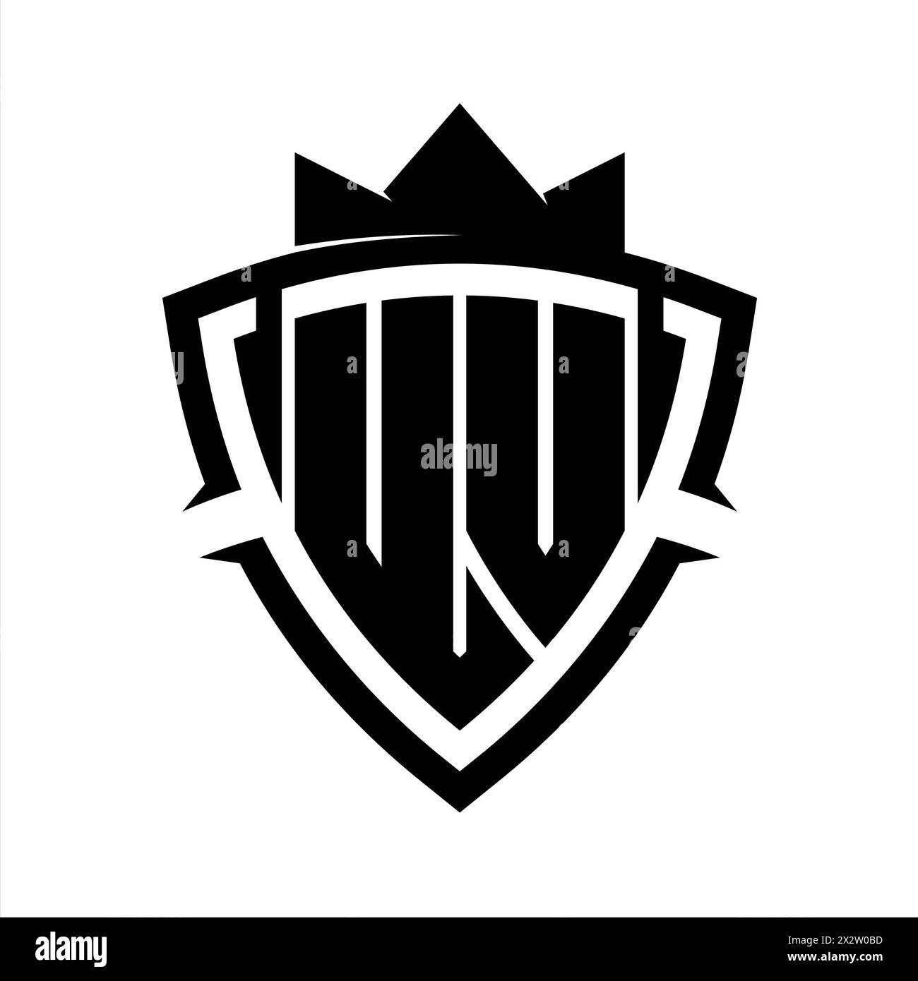 UV Letter bold monogram with triangle curve shield shape with crown ...