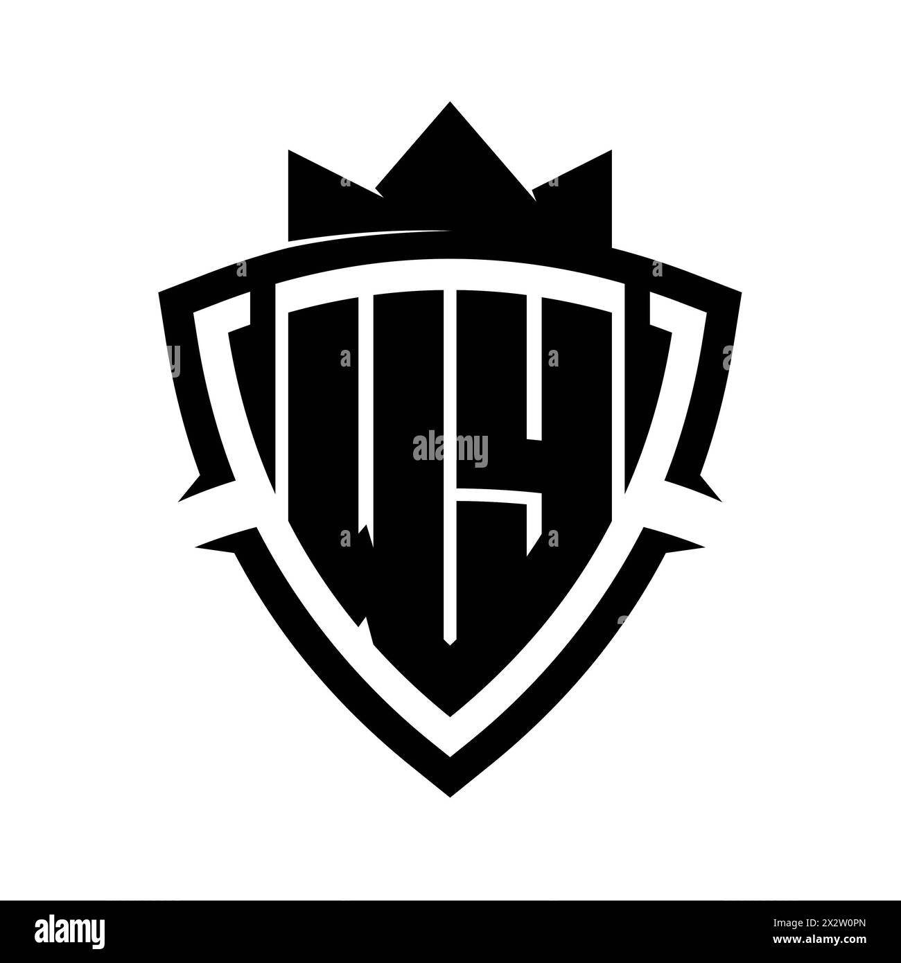 WY Letter bold monogram with triangle curve shield shape with crown ...