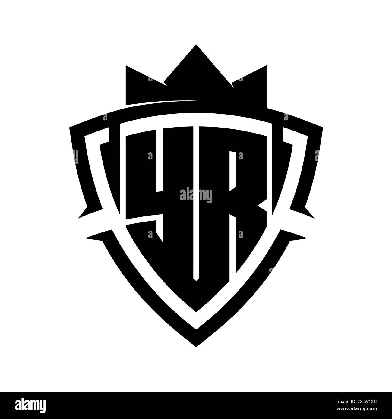 YR Letter bold monogram with triangle curve shield shape with crown ...