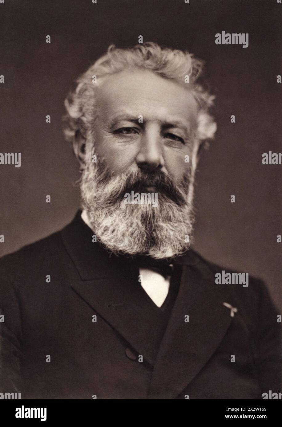 Vintage Portrait of French Author Jules Verne, by Etienne Carjat, circa 1880s Stock Photo