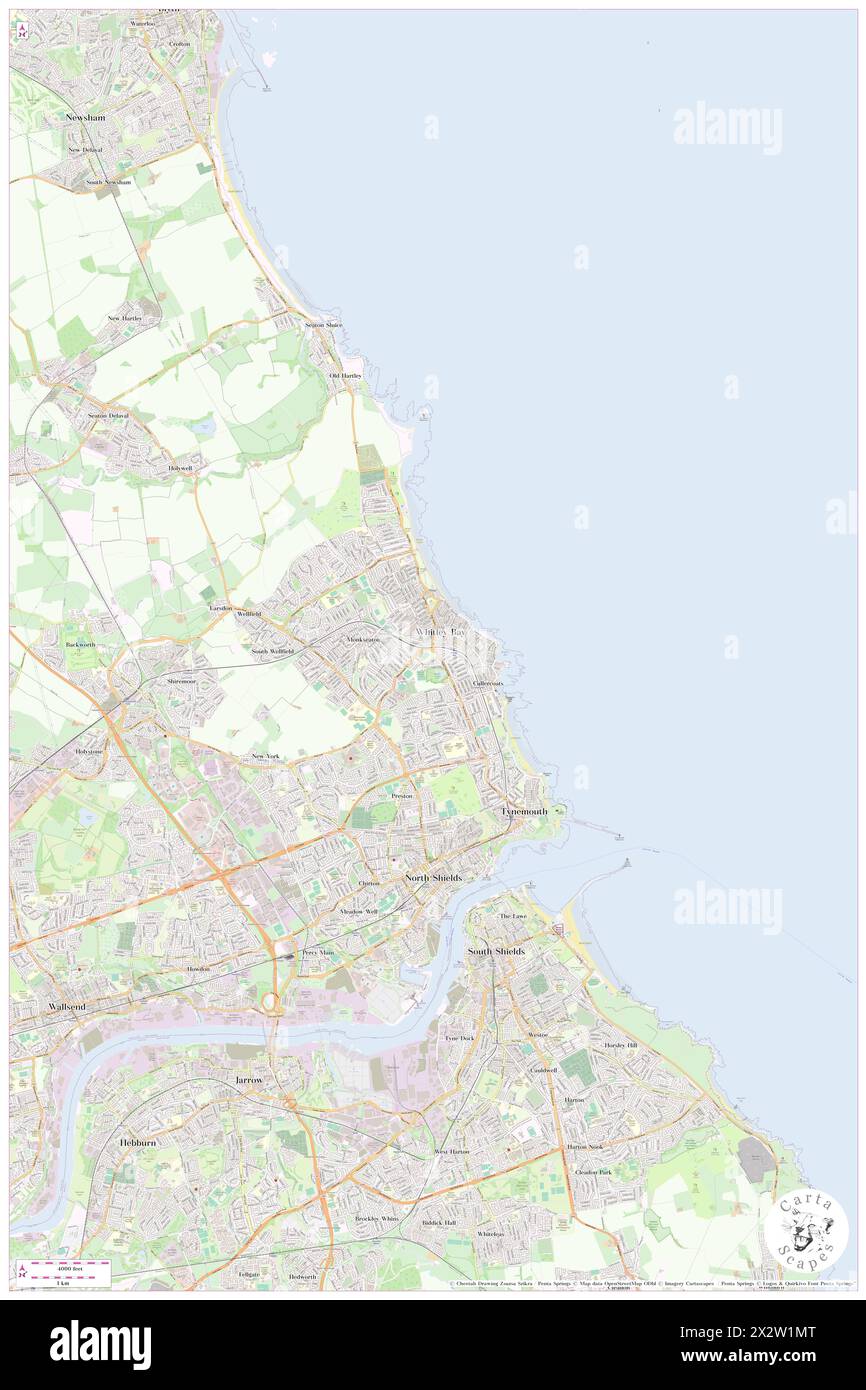 Whitley Bay, North Tyneside, GB, United Kingdom, England, N 55 2' 23'', S 1 26' 49'', map, Cartascapes Map published in 2024. Explore Cartascapes, a map revealing Earth's diverse landscapes, cultures, and ecosystems. Journey through time and space, discovering the interconnectedness of our planet's past, present, and future. Stock Photo