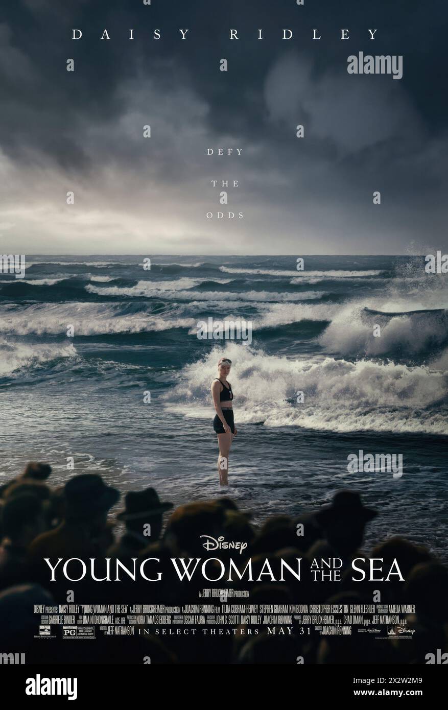 YOUNG WOMAN AND THE SEA, US poster, Daisy Ridley as