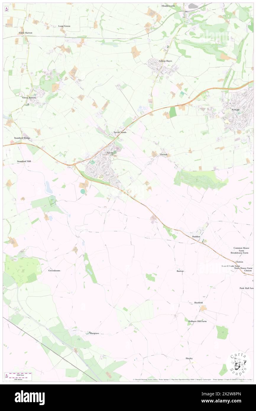 Tarvin, Cheshire West and Chester, GB, United Kingdom, England, N 53 11' 50'', S 2 45' 55'', map, Cartascapes Map published in 2024. Explore Cartascapes, a map revealing Earth's diverse landscapes, cultures, and ecosystems. Journey through time and space, discovering the interconnectedness of our planet's past, present, and future. Stock Photo