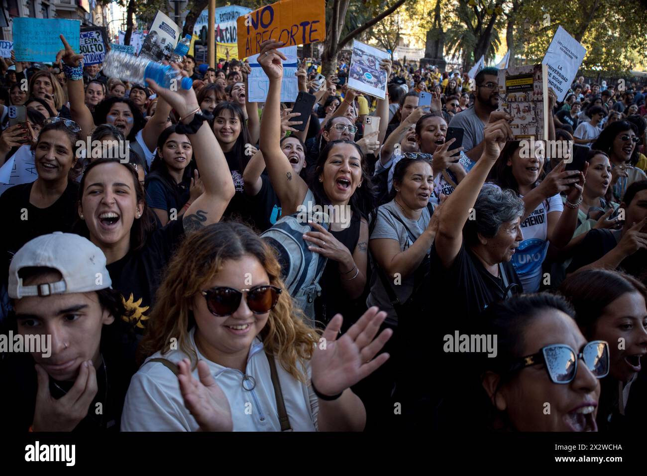 Buenos Aires, Argentina. 23rd Apr, 2024. Students shout slogans and ...