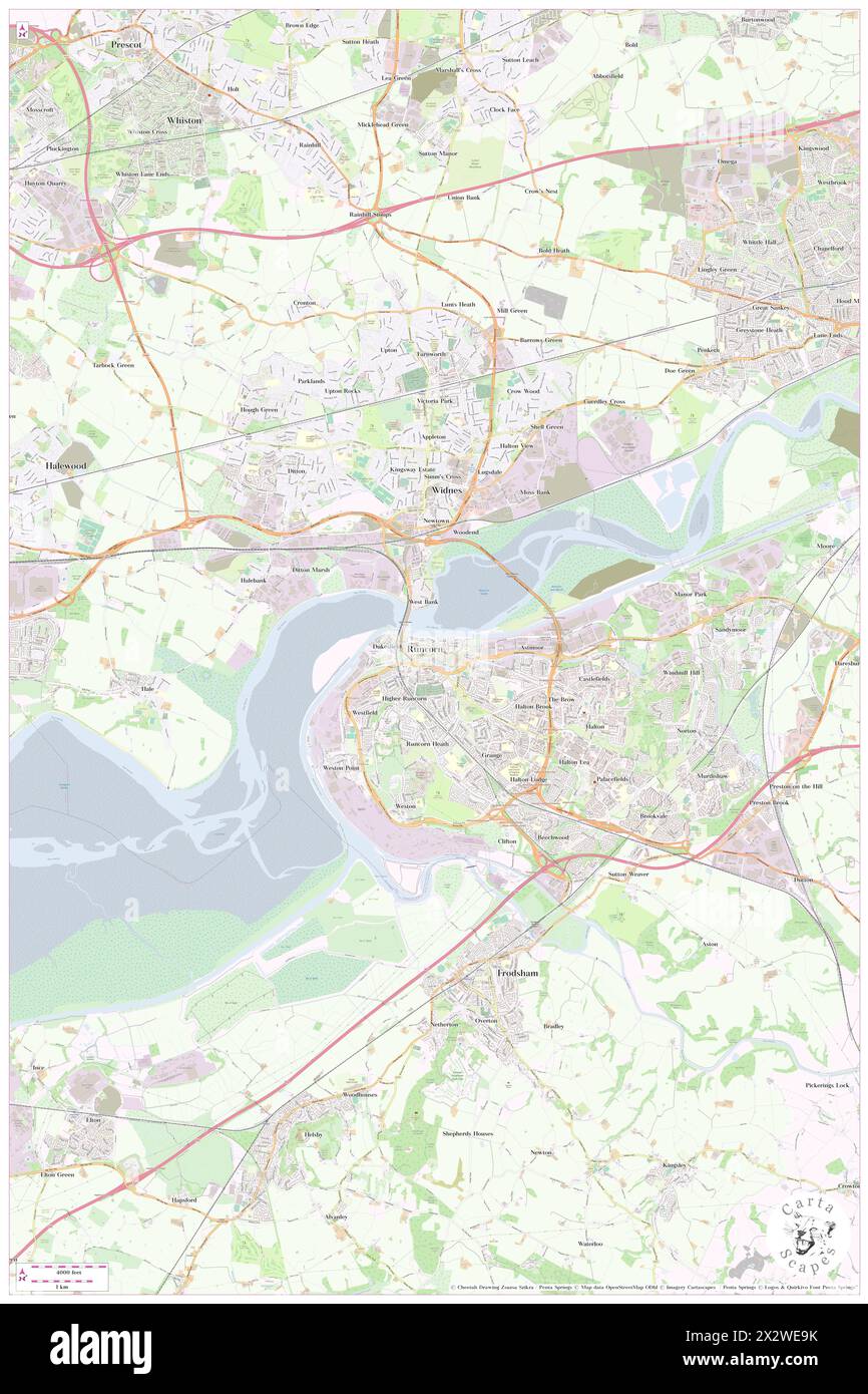 Runcorn, Borough of Halton, GB, United Kingdom, England, N 53 20' 30'', S 2 43' 52'', map, Cartascapes Map published in 2024. Explore Cartascapes, a map revealing Earth's diverse landscapes, cultures, and ecosystems. Journey through time and space, discovering the interconnectedness of our planet's past, present, and future. Stock Photo