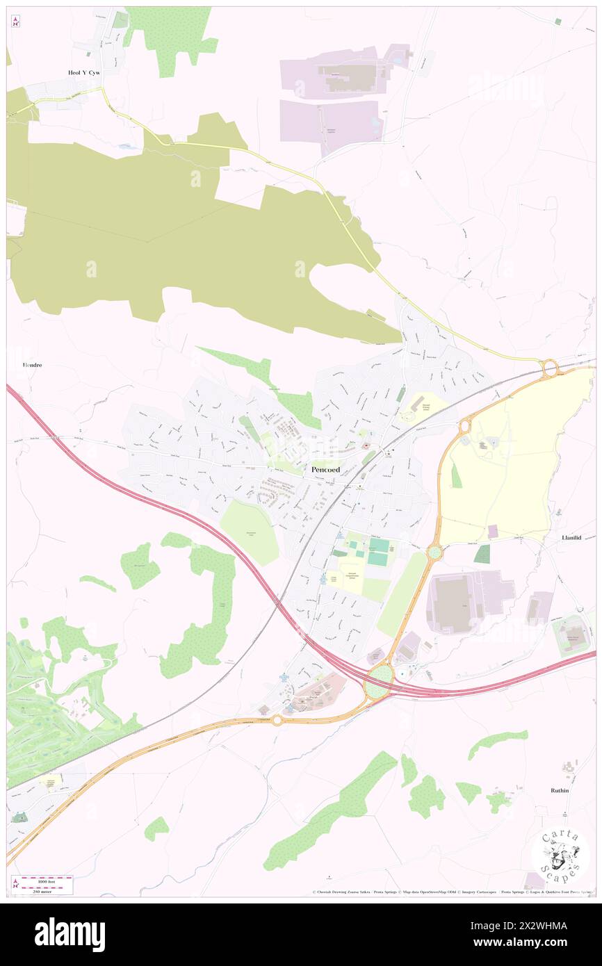 Pencoed, Bridgend county borough, GB, United Kingdom, Wales, N 51 31' 32'', S 3 30' 19'', map, Cartascapes Map published in 2024. Explore Cartascapes, a map revealing Earth's diverse landscapes, cultures, and ecosystems. Journey through time and space, discovering the interconnectedness of our planet's past, present, and future. Stock Photo