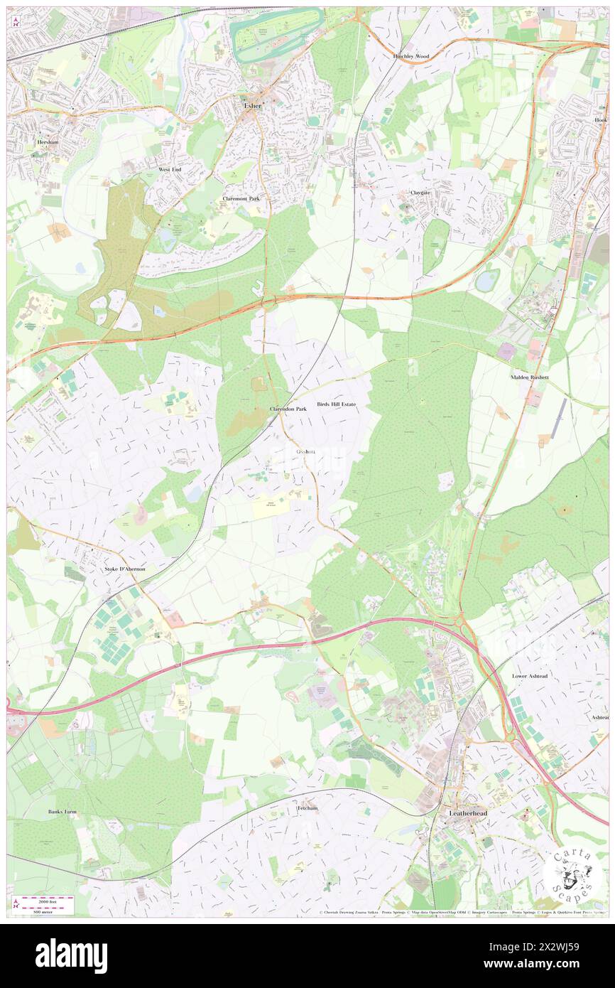 Oxshott, Surrey, GB, United Kingdom, England, N 51 19' 55'', S 0 21' 22'', map, Cartascapes Map published in 2024. Explore Cartascapes, a map revealing Earth's diverse landscapes, cultures, and ecosystems. Journey through time and space, discovering the interconnectedness of our planet's past, present, and future. Stock Photo