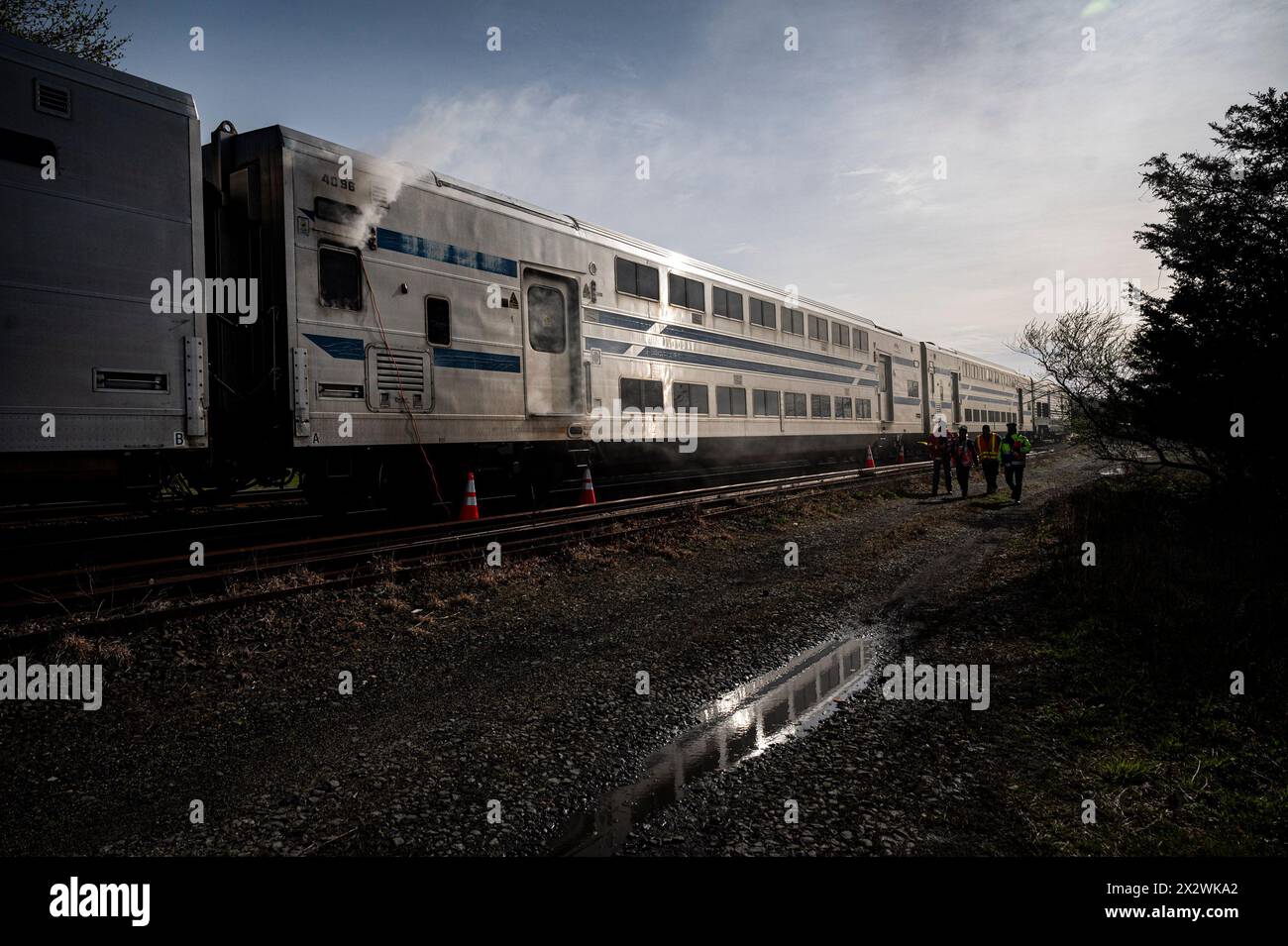 Fake Smoke Billows From A LIRR Long Island Rail Road Train During A fake-smoke-billows-from-a-lirr-long-island-rail-road-train-during-a