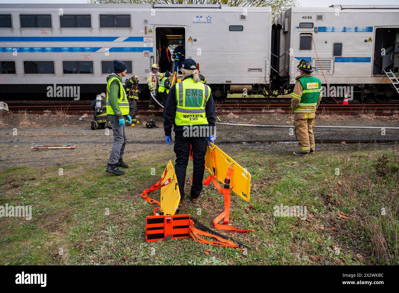 Pretend Casualties Are Removed From A LIRR Long Island Rail Road pretend-casualties-are-removed-from-a-lirr-long-island-rail-road