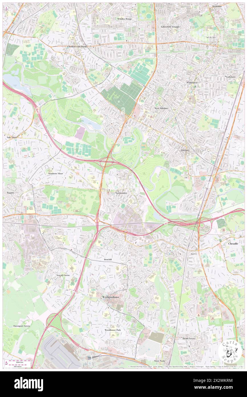 Northenden, Manchester, GB, United Kingdom, England, N 53 24' 28'', S 2 15' 28'', map, Cartascapes Map published in 2024. Explore Cartascapes, a map revealing Earth's diverse landscapes, cultures, and ecosystems. Journey through time and space, discovering the interconnectedness of our planet's past, present, and future. Stock Photo