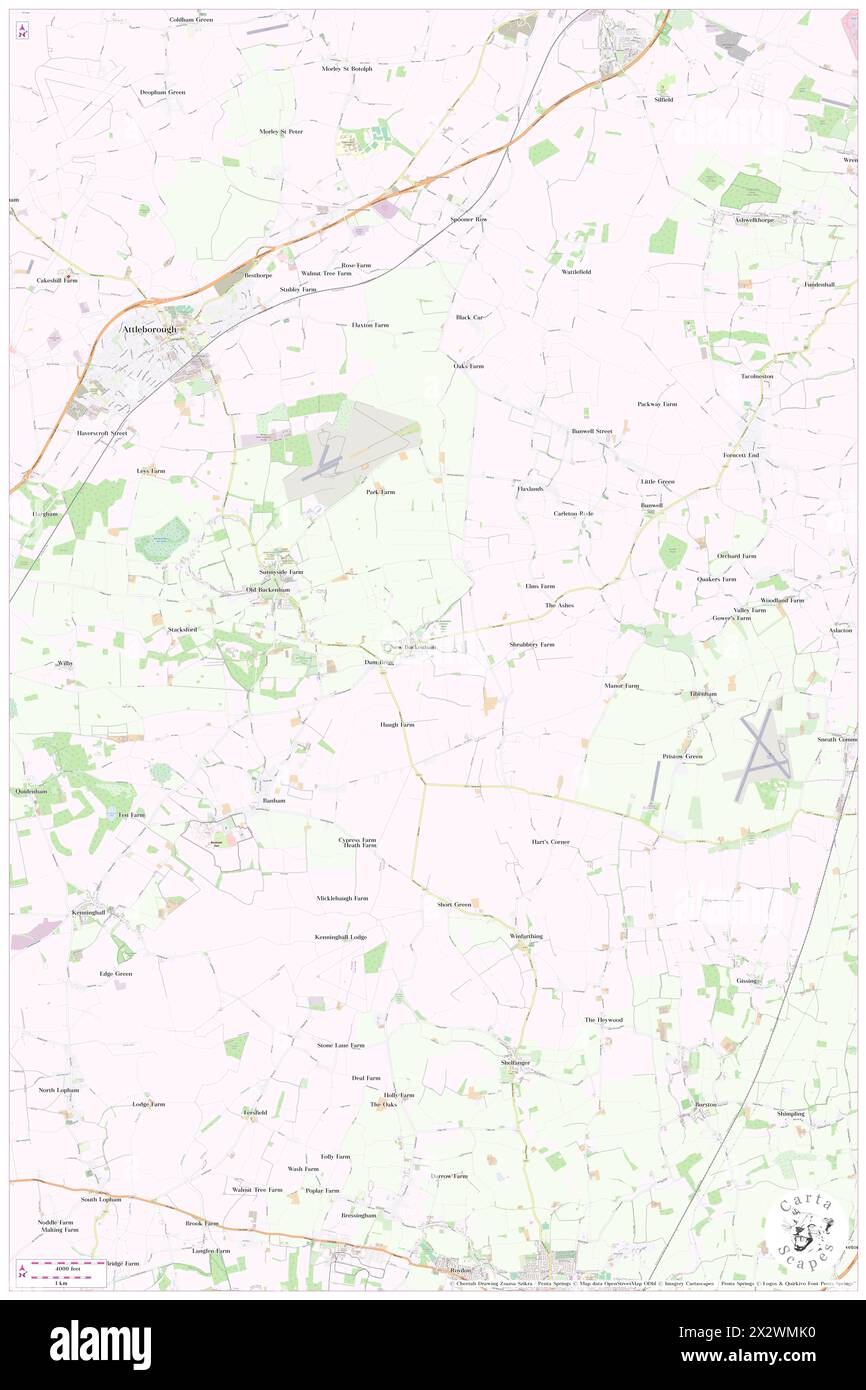 New Buckenham, Norfolk, GB, United Kingdom, England, N 52 28' 20'', N 1 4' 21'', map, Cartascapes Map published in 2024. Explore Cartascapes, a map revealing Earth's diverse landscapes, cultures, and ecosystems. Journey through time and space, discovering the interconnectedness of our planet's past, present, and future. Stock Photo