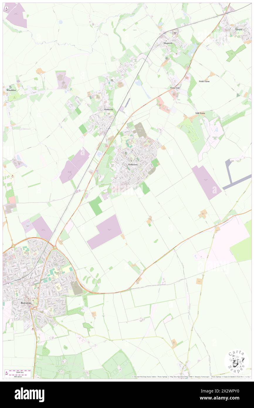 Melbourn, Cambridgeshire, GB, United Kingdom, England, N 52 4' 52'', N 0 0' 54'', map, Cartascapes Map published in 2024. Explore Cartascapes, a map revealing Earth's diverse landscapes, cultures, and ecosystems. Journey through time and space, discovering the interconnectedness of our planet's past, present, and future. Stock Photo
