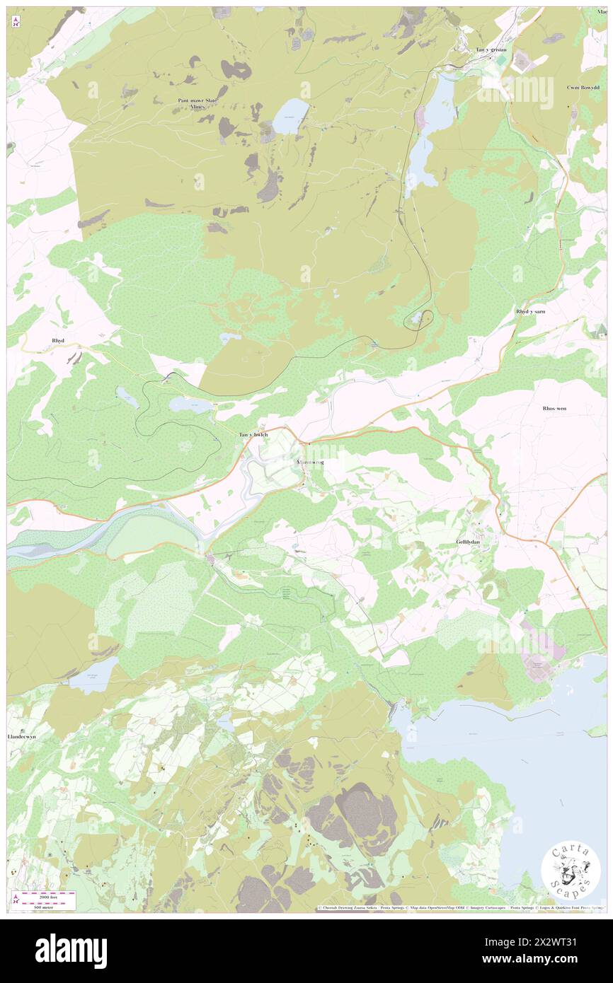 Maentwrog, Gwynedd, GB, United Kingdom, Wales, N 52 56' 45'', S 3 59' 16'', map, Cartascapes Map published in 2024. Explore Cartascapes, a map revealing Earth's diverse landscapes, cultures, and ecosystems. Journey through time and space, discovering the interconnectedness of our planet's past, present, and future. Stock Photo