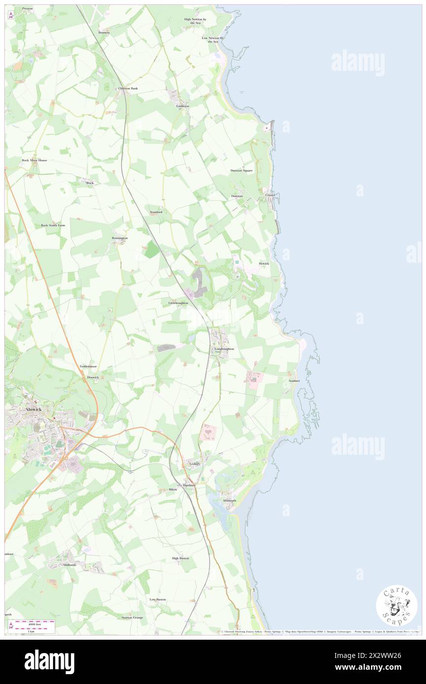 Longhoughton, Northumberland, GB, United Kingdom, England, N 55 25' 52'', S 1 37' 0'', map, Cartascapes Map published in 2024. Explore Cartascapes, a map revealing Earth's diverse landscapes, cultures, and ecosystems. Journey through time and space, discovering the interconnectedness of our planet's past, present, and future. Stock Photo