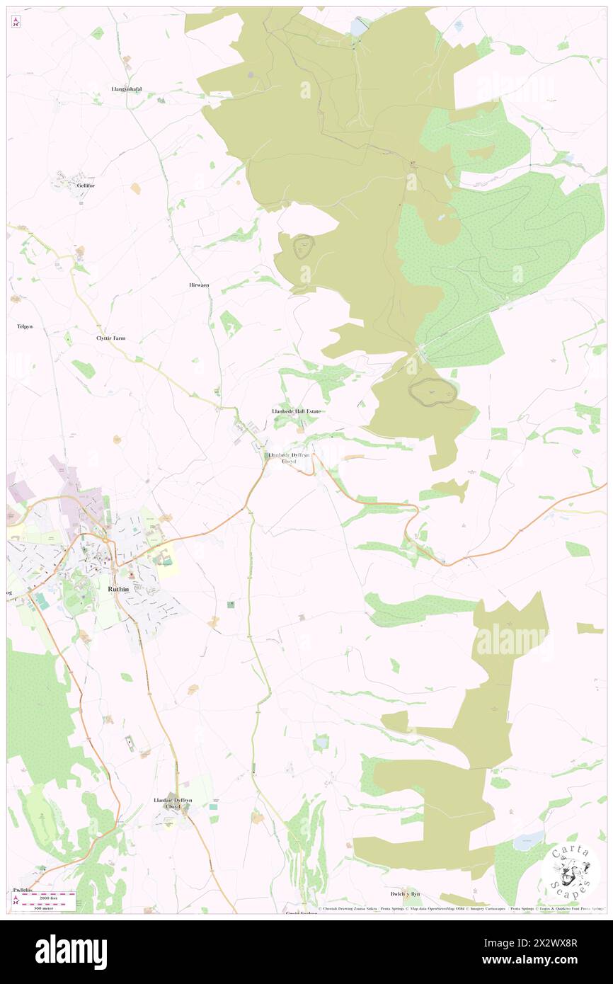 Llanbedr-Dyffryn-Clwyd, Denbighshire, GB, United Kingdom, Wales, N 53 7' 28'', S 3 16' 25'', map, Cartascapes Map published in 2024. Explore Cartascapes, a map revealing Earth's diverse landscapes, cultures, and ecosystems. Journey through time and space, discovering the interconnectedness of our planet's past, present, and future. Stock Photo