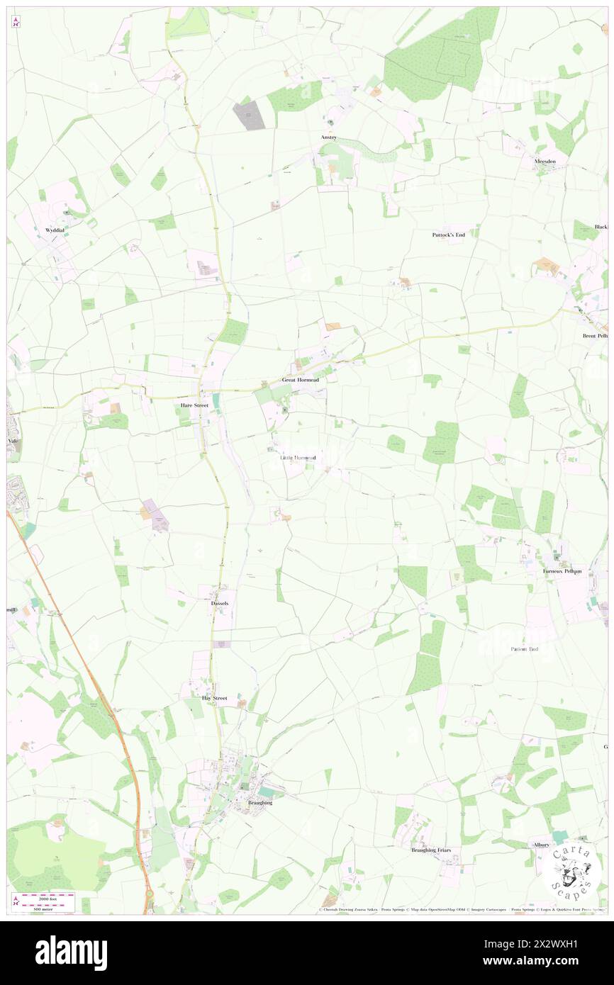 Little Hormead, Hertfordshire, GB, United Kingdom, England, N 51 56' 30'', N 0 2' 21'', map, Cartascapes Map published in 2024. Explore Cartascapes, a map revealing Earth's diverse landscapes, cultures, and ecosystems. Journey through time and space, discovering the interconnectedness of our planet's past, present, and future. Stock Photo
