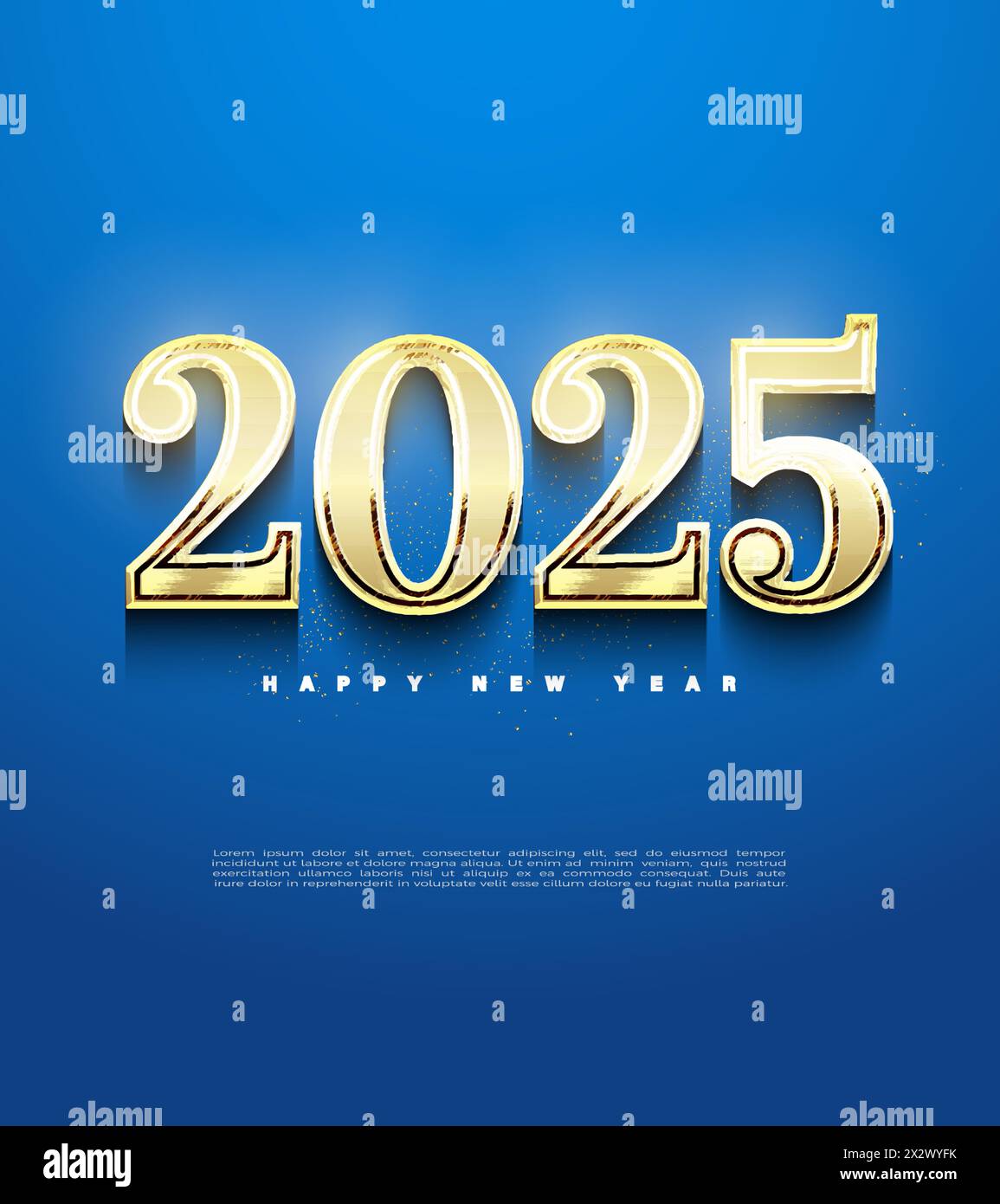 happy new year 2025 on a clean background with textured glossy colored numbers. Stock Vector